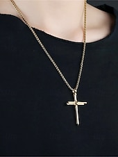 abordables Bijoux pour hommes-collier croix en acier inoxydable pour homme – pendentif religieux avec motif clou et chaîne