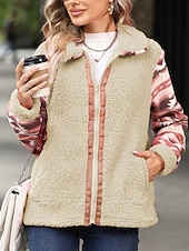 halpa Talvitakit-Naisten Fleecetakki Nallekarva Huppari takki Pidä lämpimänä Hengittävä Vetoketju Tasku Fleece-vuoratut Vintage Vapaa-aika Geometrinen Loma Katu Arki-asut Bile Vetoketju Normaali Sänkyjen avaus