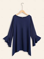 economico camicie, top e camicette-camicetta in maglia con polsini svasati patchwork modal
