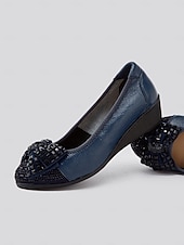 cheap Women&#039;s Flats-Women&#039;s Leather Wedge Flats with Decorative Bow and Embellished Toe – Comfortable Casual Slip-On Shoes for Everyday Wear