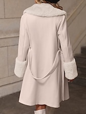 abordables Abrigos &amp; Trench-Mujer Abrigo de invierno Resistente al Viento Mantiene abrigado Botones Con cinturón Estola Elegante Exterior Color sólido Trabajo Casual Botonadura Simple Cuello Vuelto Holgado Manga Larga Ropa de