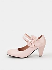ieftine anii 1950-pantofi de damă cu bowknot roz cu toc mijlociu - pantofi de rochie drăguți în stil mary jane pentru petreceri, cosplay și ținute de inspirație vintage