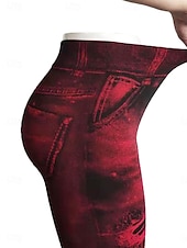 cheap Graphic Leggings-Women&#039;s Denim Look Leggings Oversize Jeggings Treggings Lined Elastic Jeans High Waist Skinny Trousers Stockings Soft Comfortable