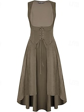 cheap Dresses-Medieval Renaissance Cocktail Dress Cosplay Costume Prom Dresses Viking Outlander Fancy Dress Women's Celtic Pirate Fantasy Masquerade LARP Ren Faire Festival Adults' Dress