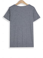 お買い得  プレーンTシャツ-バレンタイン女性用ハートTシャツ 基本的なレギュラートップス 短袖 Vネック プリント レギュラーフィット バレンタインウィークエンド 赤色 青色 紫色 緑色 灰色