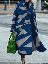 abordables Abrigos 3D-Mujer Abrigo de invierno Abrigo Capa / Capas Resistente al Viento Mantiene abrigado Bolsillo Casual Estilo callejero Bloque de color Vacaciones Trabajo Calle Ropa Cotidiana Botonadura Simple Cuello