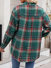 abordables Vestes chemise-Veste décontractée Femme Extérieur Plein Air Usage quotidien mode Décontractées Avec poches Imprimer Normal Manteau Rose Claire Rouge Orange Automne Hiver Boutonnage Simple Col rabattu Standard S M L
