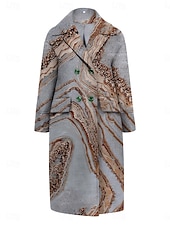 voordelige 3D Jassen-Dames Winterjas Jas Mantel / capes Winddicht Houd Warm Zak Casual Street Style Kleurgradatie Vakantie Werk Straat Alledaagse kleding Enkele rij knopen Strijkijzer Ruim Passend Lange mouw bovenkleding