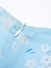 abordables Robes décontractées-Femmes Robe maxi Robe trapèze Élégant Quotidien Date Coupe régulière Fleuri Col en V Bleu Été