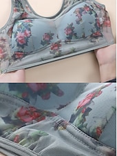 baratos Sutiãs-sutiã feminino de malha com estampa floral sutiã gráfico sem aro sem enchimento cobertura total sutiã moldado sólido para o dia a dia roupas para casa