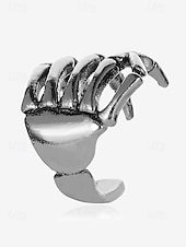 economico Accessori di Halloween-polsino auricolare in argento con mano scheletrica – orecchino a clip a tema Halloween punk gotico per donne e uomini