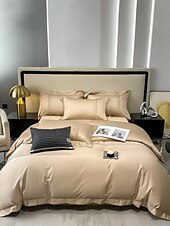 economico Collezione d&#039;elite-Set copripiumino da 4 pezzi, 100% cotone biologico, tessuto morbido e traspirante, include copripiumino e federe per un sonno confortevole.