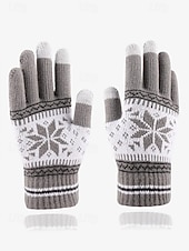 Недорогие Женские перчатки-зимние вязаные перчатки с рисунком «Рождественская снежинка» — теплые и уютные красные праздничные перчатки для женщин и мужчин — идеально подходят для холодной погоды и праздничных нарядов