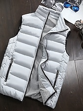 preiswerte Men&#039;s Vest-Herren Puffer Weste Weste Täglich Verabredung Urlaub Modisch Brautkleider schlicht Herbst Winter Tasche Polyester warm halten Komfortabel Glatt Gesteppt Reisverschluss Ständer Regular Fit Schwarz
