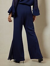 abordables Pantalons-Femmes Longueur complète Coton Élastique Élégant Mariage Décontracté Quotidien bleu marine Printemps &amp; Automne XS S M