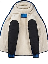 economico Giubbotti e cappotti da uomo-Per uomo Giacca da camicia Giacca con cappuccio Shacket Giacca in pile di flanella Esterno Da tutti i giorni Caldo Tasche Con cappuccio Autunno Inverno Scozzese a quadri Di tendenza Streetwear Bavero
