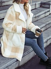 abordables Vestes-Manteau Trench Femme Usage quotidien Vacances Sortie mode Décontractées Avec poches Longue Manteau Beige Automne Hiver Gilet Revers Ample S M L XL 2XL