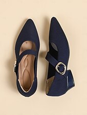 levne Block Heels-dámské pletené boty mary jane s páskem na přezku – pohodlné a elegantní lodičky na nízkém podpatku pro běžné nošení i do kanceláře