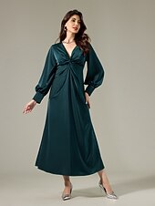 levne Party šaty-saténové tmavě zelené twist elegantní módní maxi společenské šaty