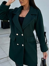 abordables Vestes-Manteau Trench Femme Plein Air Usage quotidien Vacances mode Décontractées Avec poches Longue Manteau Noir Blanche Vert Véronèse Automne Hiver Gilet Revers Ample S M L XL 2XL