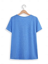 お買い得  プレーンTシャツ-バレンタイン女性用ハートTシャツ 基本的なレギュラートップス 短袖 Vネック プリント レギュラーフィット バレンタインウィークエンド 赤色 青色 紫色 緑色 灰色