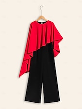 abordables Jumpsuits-Mono de cuello redondo con dobladillo irregular en contraste
