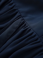 abordables Robes pour invitées de mariage-Robes de Mariage Invité A-Line Robe Élégante Formelle Fête de Mariage Longueur Thé Sans Manches Une Épaule Invité de Mariage Automne Chiffon avec Fronces 2025
