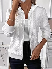 preiswerte Jacken-Damen Freizeitjacke Einstellbar Feste Farbe Lässig / Alltäglich Stilvoll Regular Fit Oberbekleidung Langarm Frühling Schwarz S