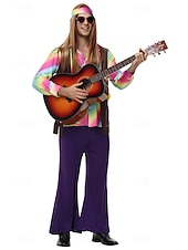 cheap Outfits-Carnival Costume Ethnic Hippies Cosplay Costume Fancy Costume 1970s Disco Adults' Men's Halloween Carnival Masquerade Party Easy Halloween Costumes Dress Up