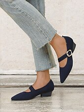 levne Block Heels-dámské pletené boty mary jane s páskem na přezku – pohodlné a elegantní lodičky na nízkém podpatku pro běžné nošení i do kanceláře