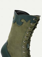 olcso 1930-as évek-női viktoriánus vintage zöld fűzős csizma csipkés szegéllyel és brogue részletekkel - elegáns magas sarkú cipő cosplay, steampunk és retro ruhákhoz