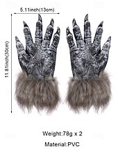 preiswerte Accessoires für Herren-realistische Werwolf-Klauenhandschuhe mit Kunstfellbündchen – schauriges Halloween-Kostümzubehör für Cosplay und Horror-Events