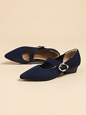 levne Block Heels-dámské pletené boty mary jane s páskem na přezku – pohodlné a elegantní lodičky na nízkém podpatku pro běžné nošení i do kanceláře