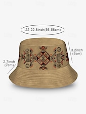 levne Pánské klobouky-pánský béžový bucket klobouk s etnickým geometrickým potiskem - stylový letní klobouk pro outdoorové dobrodružství a festivaly