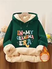 cheap Hoodies &amp; Sweatshirts-Women&#039;s Hoodie Sweatshirt Fleece Letter Street Dailywear Pocket Print Casual Hoodie Long Sleeve Micro-elastic Fall Winter Comfrt Breathable Soft Fabric