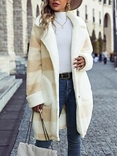 abordables Vestes-Manteau Trench Femme Usage quotidien Vacances Sortie mode Décontractées Avec poches Longue Manteau Beige Automne Hiver Gilet Revers Ample S M L XL 2XL