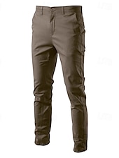 baratos Chinos-Homens Calças chinês Calça casual Botões Bolsos Tecido Conforto Formal Festa Trabalho Moda Estilo Clássico Exército verde Preto Micro-Elástica