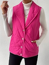 cheap Vest-Women&#039;s Tunic Elegant Daily Sleeveless Sleeveless V Neck Shirt Collar New Year Rose Pink Spring Fall Winter