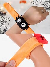 levne Halloweenské doplňky-Plyšové náramky s motivem halloween – dýně, čarodějnický klobouk, pavoučí design pro dětskou párty a dekorace
