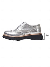 economico Scarpe oxford da donna-scarpe brogue oxford rosa metallizzato da donna con punta a coda di rondine, scarpe casual eleganti con lacci per feste ed eventi di moda