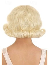 ieftine Peruci istorice-Peruca scurtă blondă din anii '50 pentru femei peruci Halloween peruci cosplay de petrecere