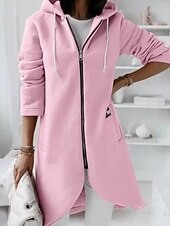 Women's Casual Jacket Outdoor Zipper Solid Color Windproof Fashion Loose Fit Outerwear Long Sleeve Fall Black S 8