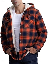 economico Giubbotti e cappotti da uomo-Per uomo Giacca da camicia Giacca con cappuccio Shacket Giacca in pile di flanella Esterno Da tutti i giorni Caldo Tasche Con cappuccio Autunno Inverno Scozzese a quadri Di tendenza Streetwear Bavero