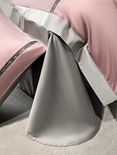 baratos Coleção de elite-Conjunto de cama com capa de edredom de 4 peças, 100% algodão orgânico, tecido macio e respirável, inclui capa de edredom e fronhas para um sono confortável