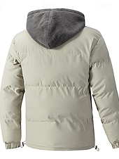 voordelige Heren donsjassen &amp; parka&#039;s-Voor heren Winterjack Pufferjas Fleecejack Gewatteerd 2 in 1 nep tweedelig Polyester Trui met capuchon Zak Buiten Afspraakje Casual / Dagelijks Normaal Modieus Casual Thermisch Warm Winddicht Winter