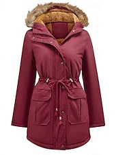 abordables Parka activa-Mujer Abrigo Mantiene abrigado Transpirable Cremallera Botones Bolsillo Casual Color sólido Vacaciones Calle Ropa Cotidiana Noche Cremallera Regular Sudadera Ajuste regular Manga Larga Ropa de calle