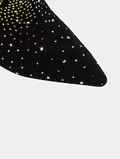 abordables Bottines-bottines noires à tête de mort pour femmes avec ornements en strass et talons découpés dorés – talons audacieux pour la mode gothique et les fêtes