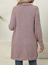 preiswerte Strickjacken und Oberbekleidung-Damen Strickjacke Elegant Modisch Täglich Feste Farbe Öffnung vorne Strick Textur Langarm Lange Oberteile Stricken Arbeit Grün Dunkelviolett Herbst Winter