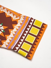 economico camicie, top e camicette-camicetta girocollo con maniche a giro in raso geometrico boho magyar