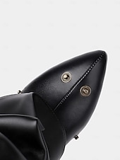 olcso Slouch Boots-sokoldalú női fekete műbőr magassarkú kabrió csizma gombos részlettel – 2 az 1-ben enyhe vagy elegáns térdig érő dizájn hétköznapi és formális alkalmakra
